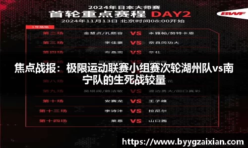 焦点战报：极限运动联赛小组赛次轮湖州队vs南宁队的生死战较量